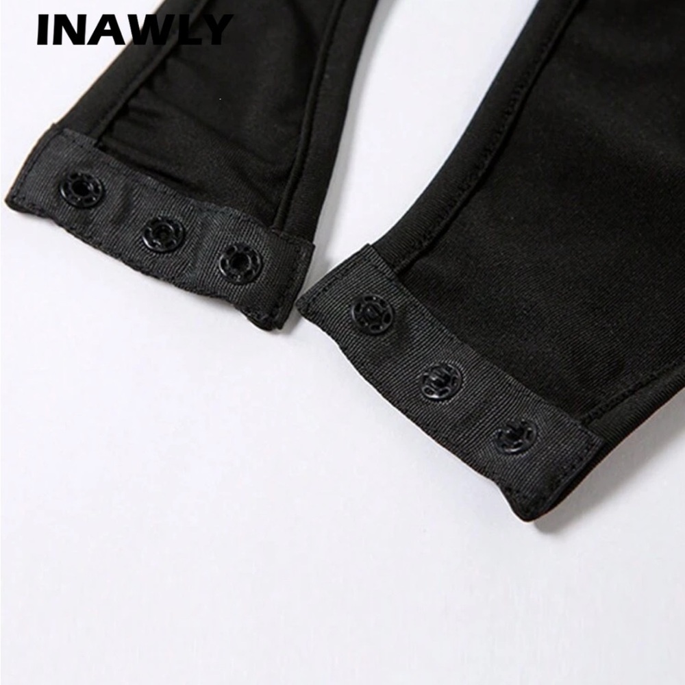 Fitted Black Long Sleeve backless Bodysuit - Picture 3 of 3